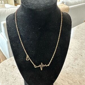 Nurse EKG Gold Heartbeat Necklace ICU RN